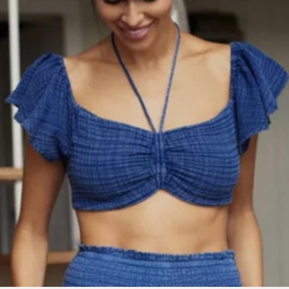 Anthropologie daily practice cotton the jerry cinched Flowy sleeve top - Picture 2 of 8